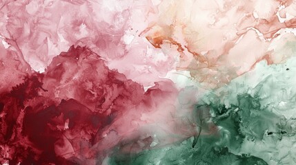 Fototapeta premium A painting of a red and green background with a pink and green swirl