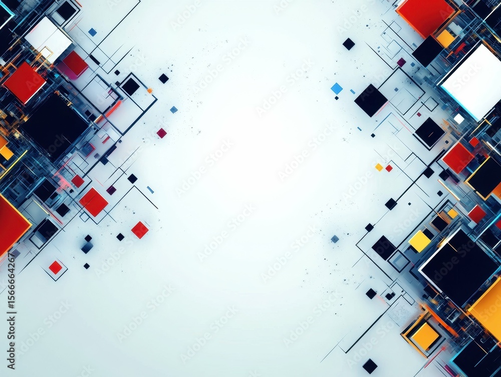 Poster sharp picture of empty space background with abstract square shapes composition