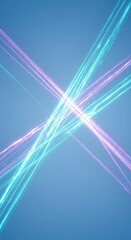 Intersecting Glowing Beams on Blue Abstract Background