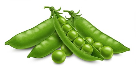 Fresh green peas in pods with vibrant color and smooth textures closeup