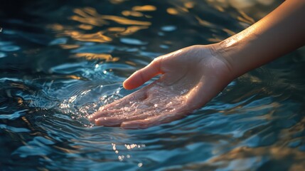 Fototapeta premium ripple hand touching water