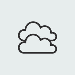 Simple outline drawing of two fluffy clouds against a light gray background