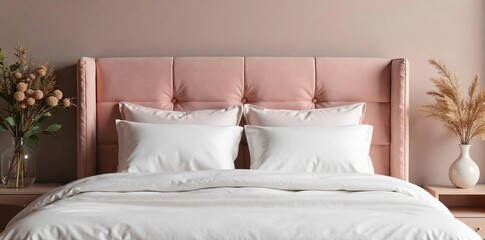 Soft Textured Fabric Headboard Elegant Bedroom Background for Interior Design