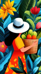 A farmer with fresh produce in a basket, showcasing agricultural life.