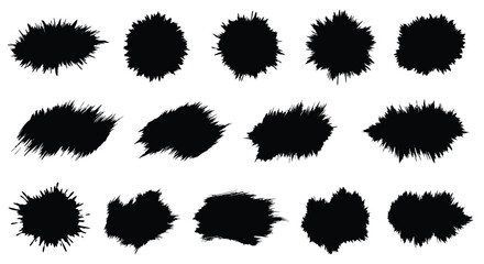 Set of Abstract Black Brush Strokes