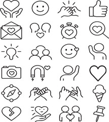 Obraz premium Hand-Drawn Emoji Expression Icons – Minimalist Black and White Doodle Set