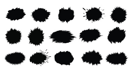 Set of Abstract Black Ink Blots
