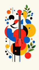 Musician playing the violin in a minimalist illustration style