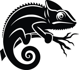 Chameleon Silhouette Vector illustration isolated on a white background