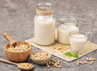 Susu Kedelai. Soy milk is a drink produced from ground soybeans and mixed with water.