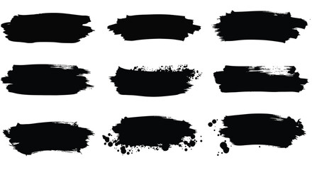 Collection of Black Brush Strokes and Ink Stains
