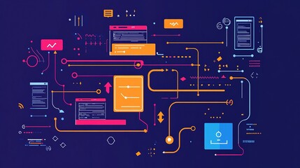 3D graphic of a document icon sending data to another.