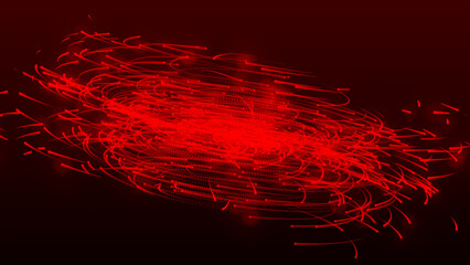 Abstract shiny red explode motion background with dots 