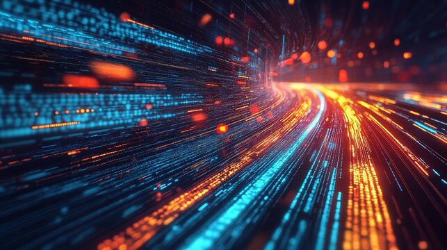 Stylized digital artwork of files exchanging data.