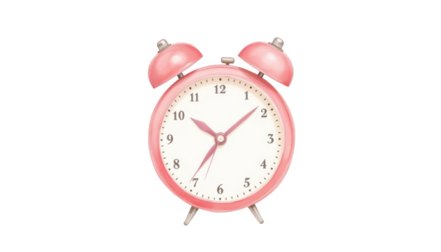 Vibrant pink alarm clock against a dramatic black backdrop, study in color and contrast