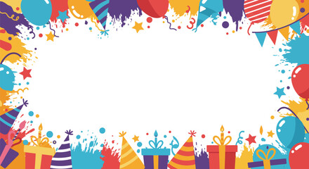 Colorful Birthday Party Border with Decorations