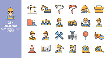 Construction icons set vector illustration building and architecture tools