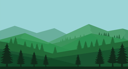 Fototapeta premium Simple Flat Illustration of a Mountainous Landscape