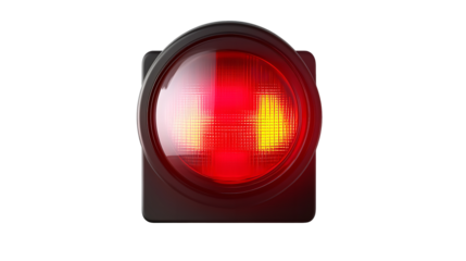 A vibrant red emergency signal symbolizing urgency perched on a black surface warning of on transparent background