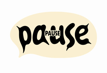 Pause Button Word Art Graphic Design Element