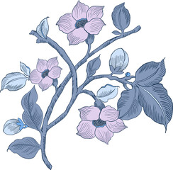 Elements isolated whispers of the Orient asian eastern flower plants botanical