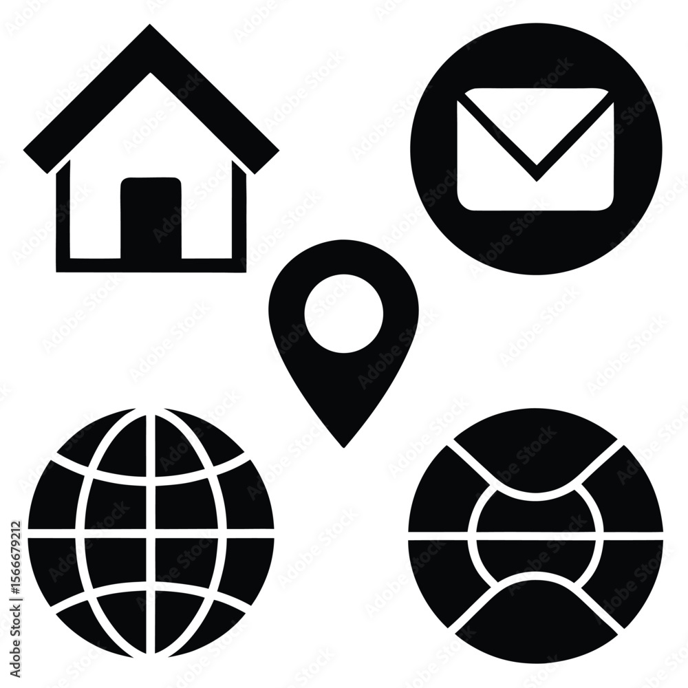Poster web icons set: collection of internet symbols, vector illustrations for website design