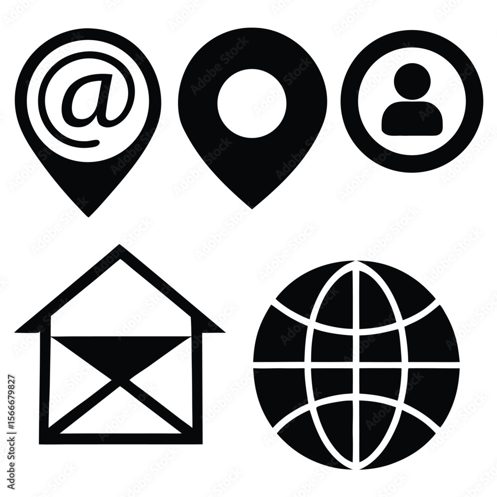 Poster web design icon set with map pointers, gps, and business location markers