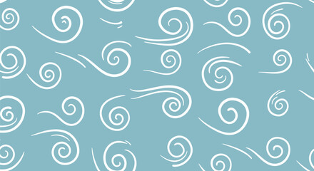 Abstract Seamless Pattern with White Swirls on Light Teal Background