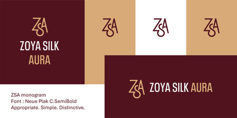 Modern ZSA monogram logo with bold geometric minimal style
