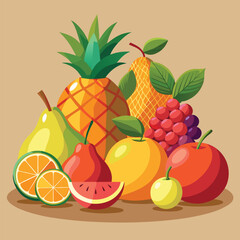 Vibrant Fruit Still Life Illustration