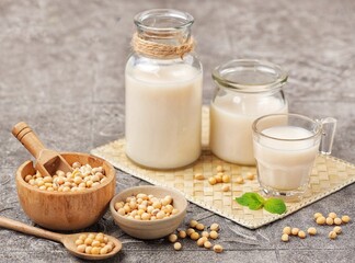 Susu Kedelai. Soy milk is a drink produced from ground soybeans and mixed with water.