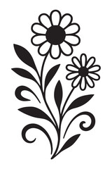 Vector floral design with blooming flowers and leaves creates an abstract nature pattern