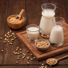Susu Kedelai. Soy milk is a drink produced from ground soybeans and mixed with water.