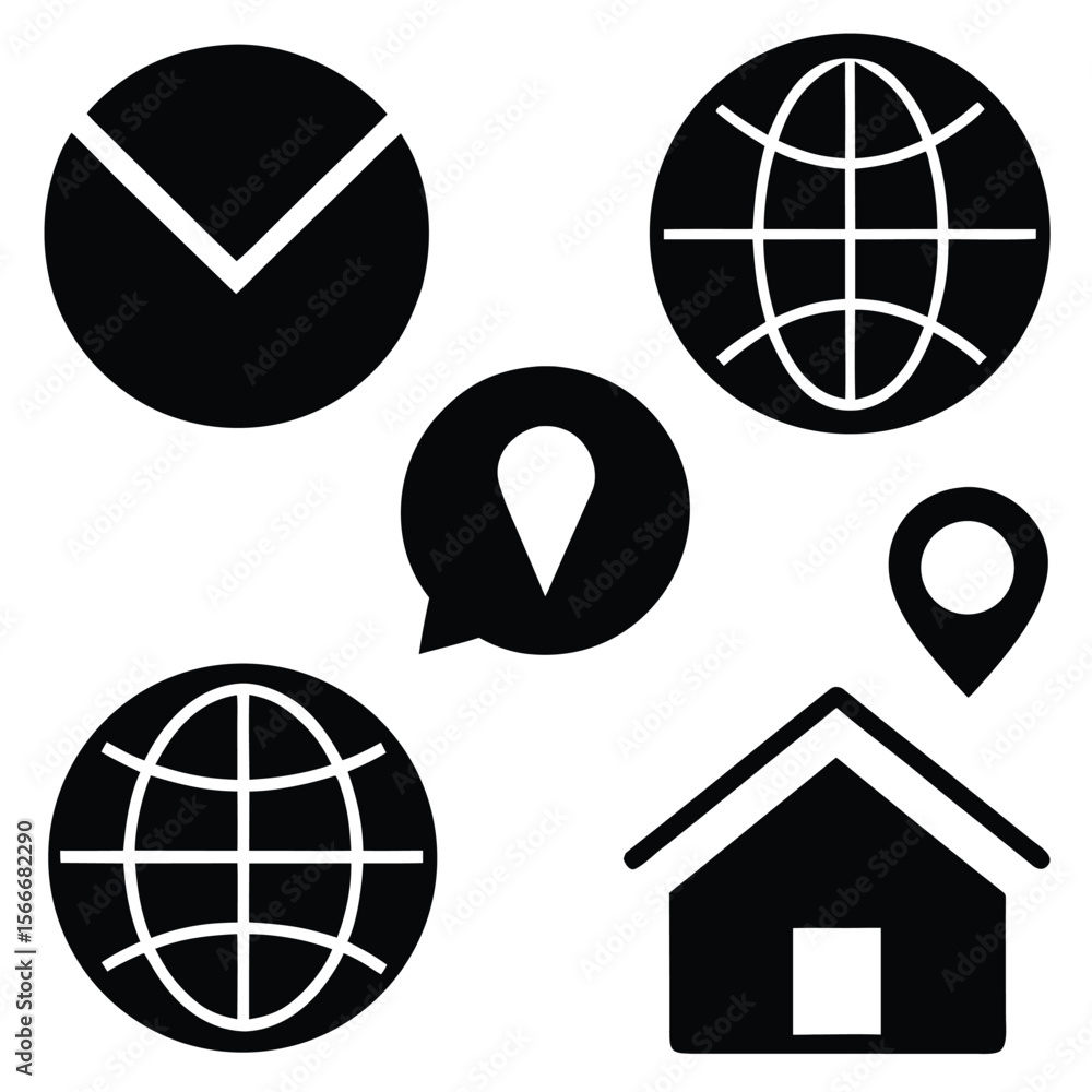 Poster web icons set: global internet buttons and symbols for modern business design