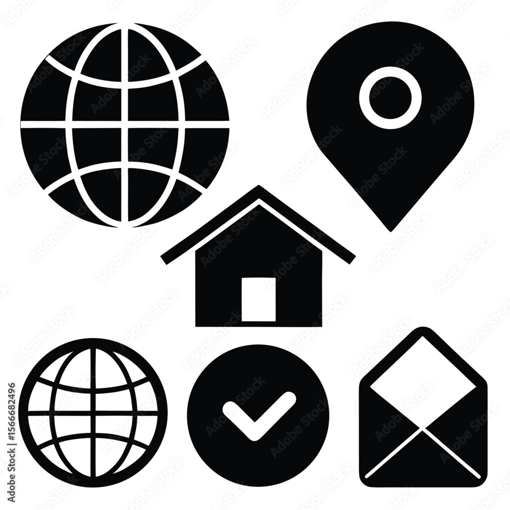 Aufkleber globe and web icons set: a collection of vector symbols for internet, technology, and global communi