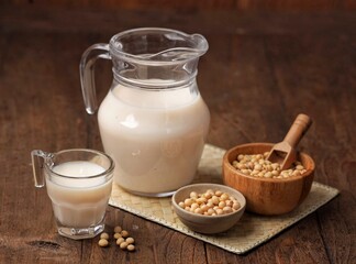 Susu Kedelai. Soy milk is a drink produced from ground soybeans and mixed with water.
