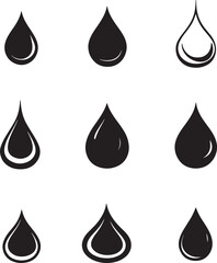 Collection of Water Drop clean simple vector silhouette black vector illustration