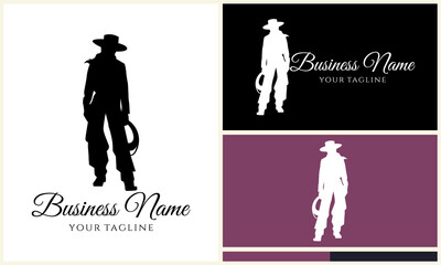 Cowgirl Logo Silhouette Design.