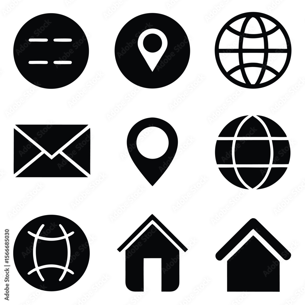 Poster travel and web icons set for global communication and navigation