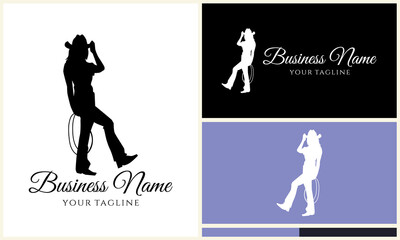 Cowgirl Logo Silhouette Design.