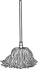 mop clean simple vector linear outline black vector illustration