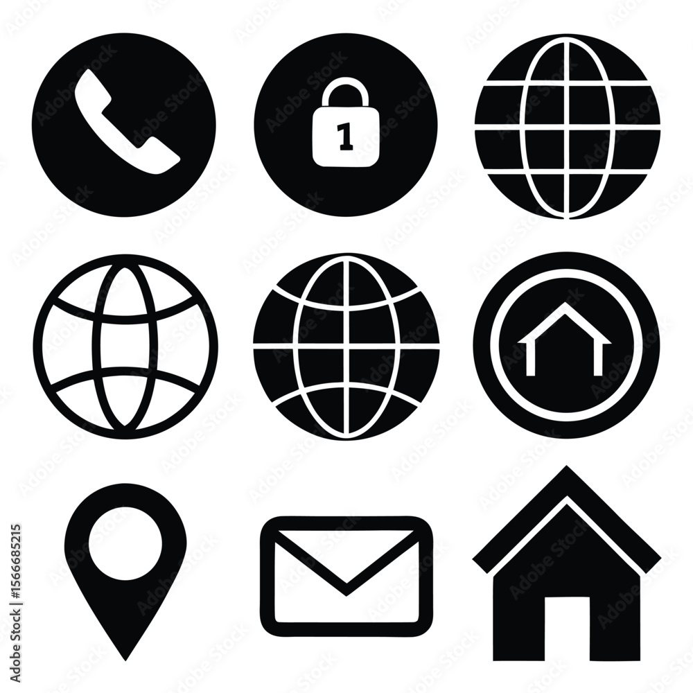 Poster global communication web icon set