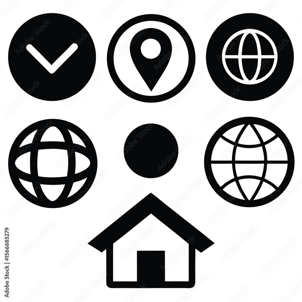 Poster a set of web icons depicting globe and internet symbols for global communication design