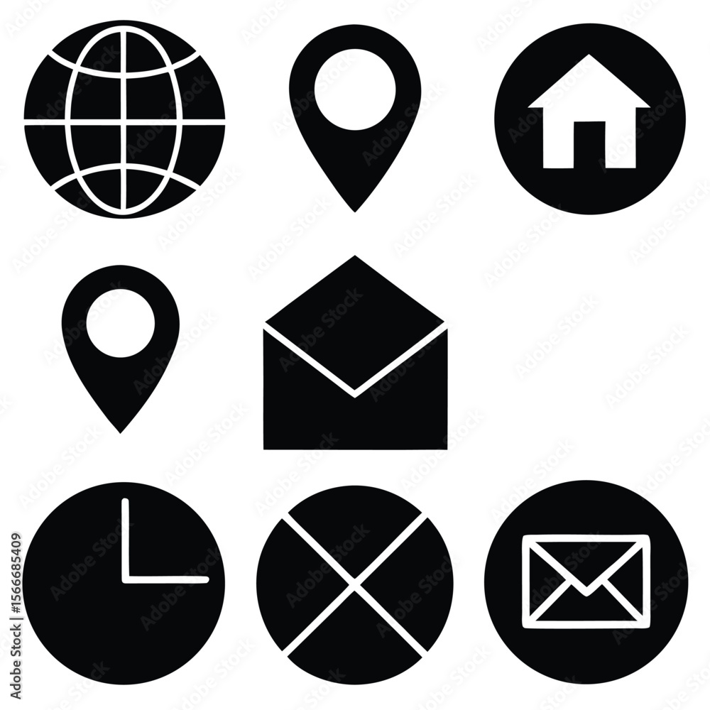 Poster a vector icon set of map pointers and web navigation symbols for business and internet design