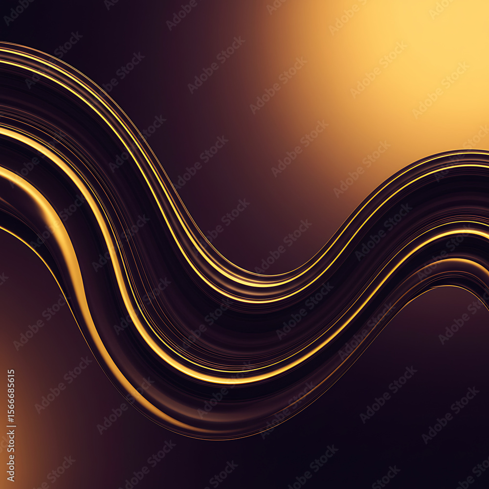 Poster an elegant abstract background with smooth, flowing waves of liquid gold and dark brown. a luxurious
