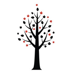 Naklejka premium Silhouette of a Tree with Autumn Leaves