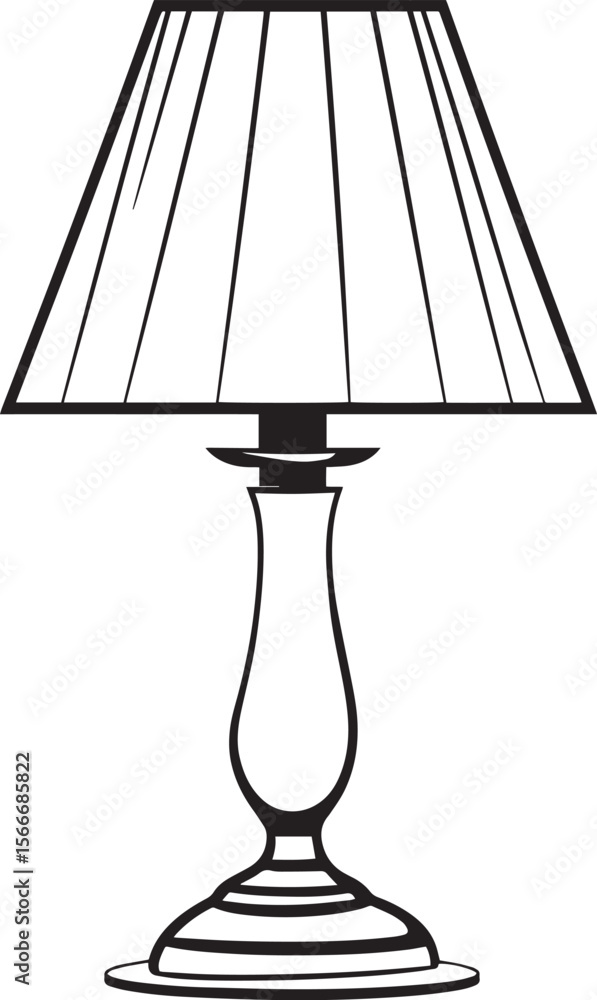 Poster minimalistic black vector illustration of a lamp with a linear outline.