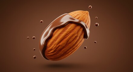 Almond Covered in Chocolate Soaring Through Air