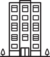 Office building simple, clean outline icon in black vector illustration.