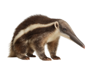 A striking studio portrait showcases the unique features of an anteater, highlighting its distinctive elongated snout and robust physique.